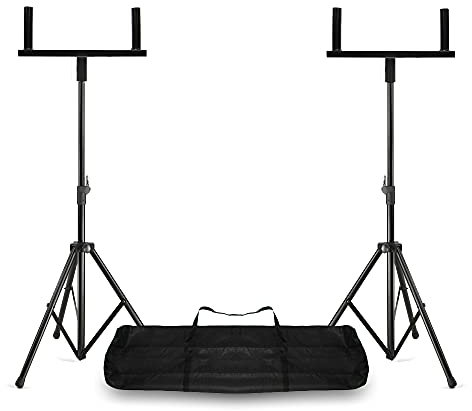 Vonyx Adjustable PA Speaker Stands Pair with Dual Tripod Stand Brackets and Carry Bag, Speaker Tripod Stand Kit, DJ Stands for Mobile DJs and Live Performances