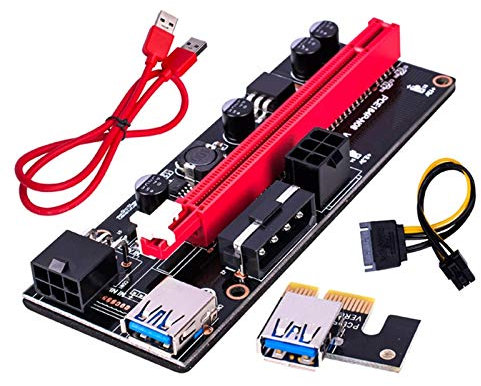 YU-HELLO PCI-E PCIE Riser 009 Express 1X 4X 8X 16x Extender USB Riser 009S GPU Dual 6Pin Adapter Card SATA 15pin para BTC Miner Dual 6Pin Adapter
