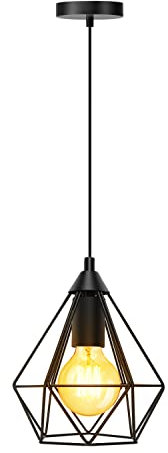 Aigostar Vintage Pendelleuchte, E27 Retro Pendellampe, Lampe Esstisch,Metall Drahtkäfig Hängelampe,Industriale Pendelleuchte Wohnzimmer,Schwarz