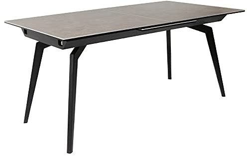 Meubletmoi Tisch ausziehbar aus Keramik grau 160/210 cm und Fuß aus schwarzem Metall – CAMILIA