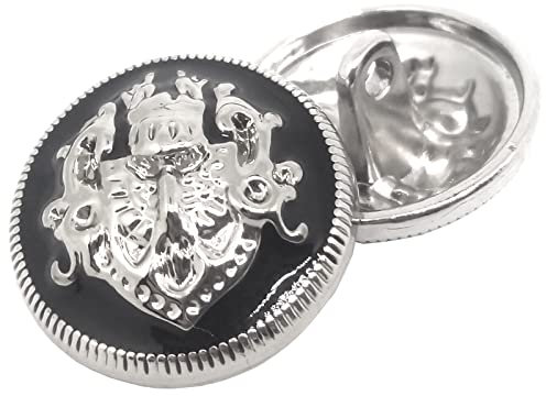 10 Stück Metall-Knöpfe für Kleidung, Basteln, Nähen, Dekorationen, runde Knöpfe, für Anzüge und Jacken (20 mm, Schwarz/Silber)