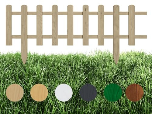 Floranica Beeteinfassung Steckzaun Zierzaun 20 cm x 100 cm Unbehandelt Gartenzaun aus Holz Dekozaun Lattenzaun Rasenkante unimprägniert Umzäunung für Garten Wege Beeten