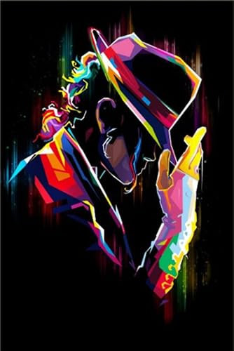 DIY 5d Diamant Malerei Kristall Strass Painting Michael Jackson minimalistisch. Stickerei Bilder Kunst Handwerk FüR Erwachsene Und Kinder 11.8x15.7(30x40cm) Kein Rahmen