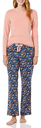 Amazon Essentials Donna Pigiama con Maglia a Maniche Lunghe e Pantaloni in Flanella Leggera