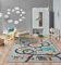 the carpet Happy Life Kinderzimmer, Kinderteppich, Spielteppich, Waschbar, Straßenteppich, Straße, Dschungel, Tiere, Auto, Grau, 80 x 150 cm