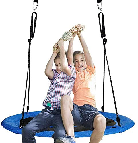 Bakaji Runde Nistschaukel für den Garten, Durchmesser 110 cm, aus Oxford-Gewebe, 600D, Spielzeug für Kinder und Außenbereich, Nylonsaiten, höhenverstellbar, 190-250 cm, Kapazität 100 kg, Hängestuhl