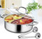 Marmite à soupe double face en acier inoxydable avec 2 compartiments et couvercle en verre 32 cm