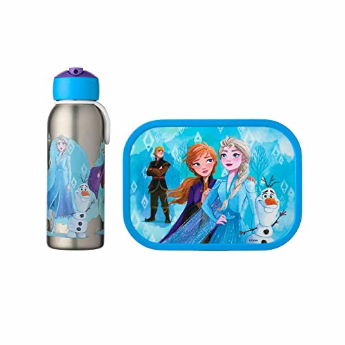 Mepal Thermo-Lunchset Flip-Up Campus | Isolierte Edelstahl Trinkflasche für Kinder | 9 Stunden heiß & 12 Stunden kalt | Bento-Brotdose mit Einsatz & Gabel | Frozen 2