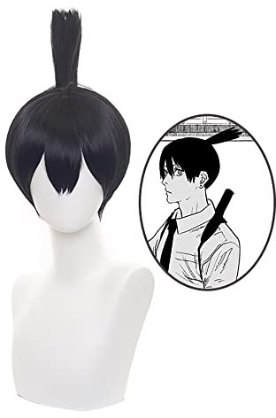 Anime Cosplay Perücke für Kettensägenmann Hayakawa Aki Cosplay Perücke kurze gerade blaue Perücke für Männer + kostenlose Perückenkappe