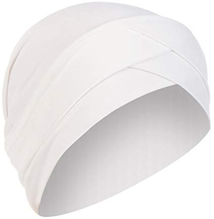 Frauen-Kopftuch Elastic Sweat Saugfähige Baumwolle Underscarf Hijab Tube Cap Schwarz (Weiß, One Size)
