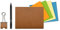 A7 X17-Mind-Papers, revolutionäres X17-Karteikarten-Lernkarten-Box-Konzept! Recyceltes Leder kork, nachhaltig und mobil; ca.25 Kartengelb, orange, blau, grün + Stiftklemme + Bleistift!