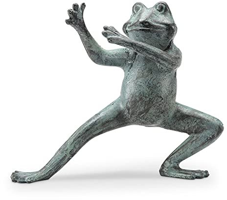SPI Home 64054 Dekofigur Tai Chi Frosch, verwittert, grün, flexibler Frosch, 7 x 9 cm, Gusseisen