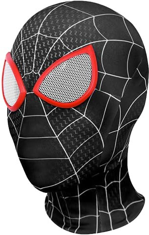 Biuebinc Spiderheld Maske für Kinder und Erwachsene, Superhelden Masken Kinder, Spider kostüm Maske Leicht und atmungsaktiv für Halloween Cospaly、Video Requisiten(Schwarz)