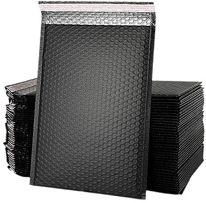 100 Stück, gepolsterte Umschläge, gefüttert, selbstklebend, Versandumschlag, wasserdicht, Luftpolster-Express-Versandtasche, Schwarz, 100 Stück, 13 x 18 cm
