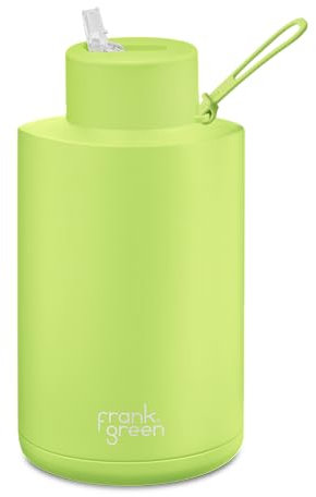 frank green Reusable Water Bottle with Straw Lid, Ceramic Insulated Water Bottles with Triple Wall Vacuum, Leak-Resistant Drinks Bottle - Pistachio Green, 68oz/2 Litre