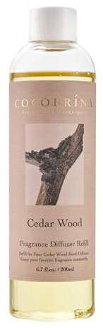 Cocorrína Ricarica per diffusore di canne - Olio profumato Legno di Cedro 200ml per diffusore di canne per la casa, per la camera da letto, il bagno, l'ufficio e l'arredamento