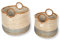 Terra Home 2er Set Aufbewahrungskörbe - stapelbar, Seegrass, rund, Ø 42 cm & 34 cm, geflochten, dekorativ, mit Henkel - Korb für Aufbewahrung, Spielzeug, Kinderzimmer, Wohnzimmer, Badezimmer (blau)