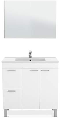 HOGAR24 ES Mueble de baño con 2 Puertas, 2 cajones y Espejo. Color Blanco Brillo. Lavabo no Incluido.