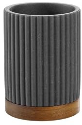 Douceur d'Intérieur, Gobelet (Diamètre 8 x 10,8 cm) Niagara Anthracite, Polyrésine et Acacia