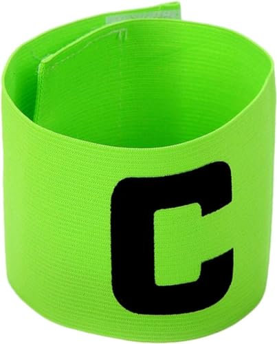 1 x grünes Kapitäns-Armband, mehrfarbig, Fußballkapitäns-Armband, elastisches Armband, Klettverschluss, verstellbar, für Erwachsene, Jugendliche, Juniorgröße, geeignet für viele Sportarten, Ausrüstung