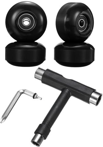 PATIKIL 52mm 95A Skateboardräder mit schwarzen Kugellagern, 4er Pack Street Wheels mit Skate-Tool für Skateboard-Tricks, Cruiser Wheel Ersatz, Schwarz