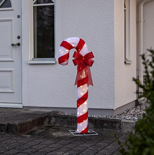 Star Trading 475-24 LED-Dekoration Candycane, Zuckerstange, F 80 warmwhite LED, weiß/rot, ca. 45x120 cm, 5m Zuleitung, Trafo, outdoor, Vierfarb-Karton
