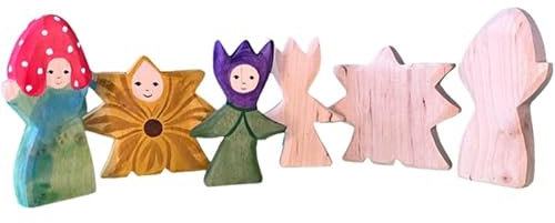 Blumen und Fliegenpilz Figuren zum selber bemalen Set für Kinder- Holz Figuren DIY für Erwachsene- Frühlingsdeko Holzfiguren