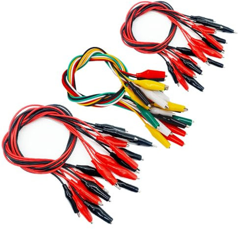 Senvenelec 30 cavi di misurazione a doppia testa da 53 cm, con clip a coccodrillo a doppia testa, 5 colori.