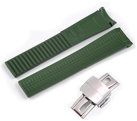 Wentokye Uhrenarmband, 21 mm, passend für Patek Philippe Aquanaut 5164A 5167A, Ersatzarmband, Polypropylen, gebogenes Ende, Gummi (grün)