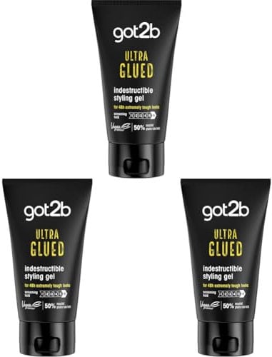 Schwarzkopf got2b Glued Ultra Styling Hair Gel, No White Residue, Edge Control, Vegan, Silicone Free, 150g (Pack of 3)