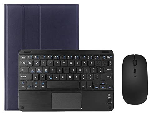 Custodia con Tastiera e Mouse per iPad 9,7 6a/5a Gen-2018/2017, iPad Air 2/1-2014/2013, iPad Pro 9.7-2016, Tastiera Bluetooth Magnetica Rimovibile con Dupporto per Pencil, Blu Scuro Con Touchpad
