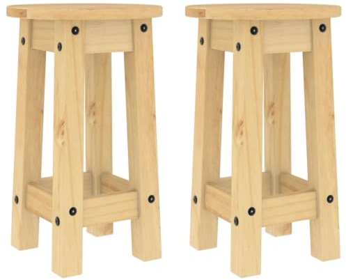 vidaXL Barhocker 2 STK. Massivholz Kiefer