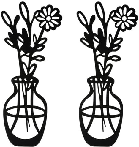Modernes Hängedeko Set Blumenvase Fensterdeko für Innen & außen Metall - Frühlingsdeko Vase Blumen Deko Dekoartikel schwarz - Wanddeko zum hängen skandinavische Wohnzimmer Dekoration 9 x 25 cm