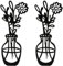 Modernes Hängedeko Set Blumenvase Fensterdeko für Innen & außen Metall - Frühlingsdeko Vase Blumen Deko Dekoartikel schwarz - Wanddeko zum hängen skandinavische Wohnzimmer Dekoration 9 x 25 cm