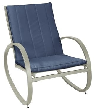 SVITA EIBY Deluxe Schaukelstuhl Schaukelsessel Outdoor Armlehne Blau/Hellgrau