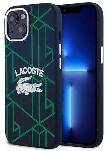 Lacoste LCHMP15SSBIV Hülle für iPhone 15/14 / 13 6.1 Marine hardcase Silicone Monogram Vintage Logo