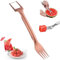 Wassermelonen Schneider, 2-in-1-Obstschneider aus Edelstahl Wassermelonengabel-Schneidewerkzeug Sommer Wassermelonen-Fruchtschneidegabel, Melonen Würfel Wassermelonen Messer (1, Roségold)