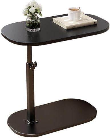 WPJBDS Höhenverstellbarer Beistelltisch, Kleine Couch-arm-tabletttische, C-förmiger Sofa-beistelltisch, Snack-Tisch Für Schlafzimmer, Wohnzimmer(Color:Schwarz)