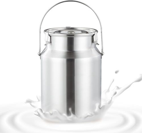 KELUNIS Pot à Lait en Acier Inoxydable 304 avec PoignéE De Transport RéCipient De Transport De Lait Robuste Bidon à Lait Seau à Vin,3L