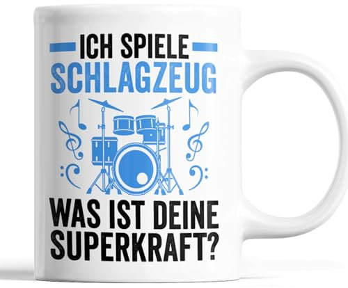 Schlagzeug Tasse | ich spiele Schlagzeug was ist deine Superkraft? | Schlagzeug Geschenk Musik Tasse Schlagzeug Kaffeebecher lustig