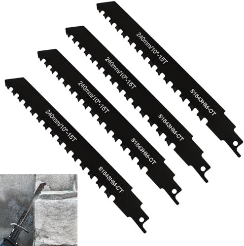 4 Stück Stichsägeblätt,Hartmetall Säbelsägeblatt,Holz Stein Sägeblatt für Ziegel, Beton, Zementplatte,Einhell, Dewalt,Bosch usw (240mm *4)