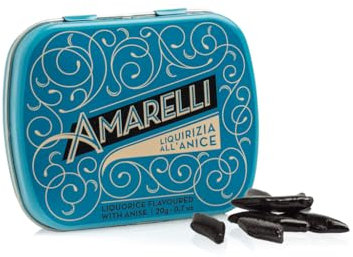 Amarelli Blu-Sky Rombetti Anice 20g – Liquirizia Artigianale in Latta Collezionabile, Gusto Fresco e Intenso