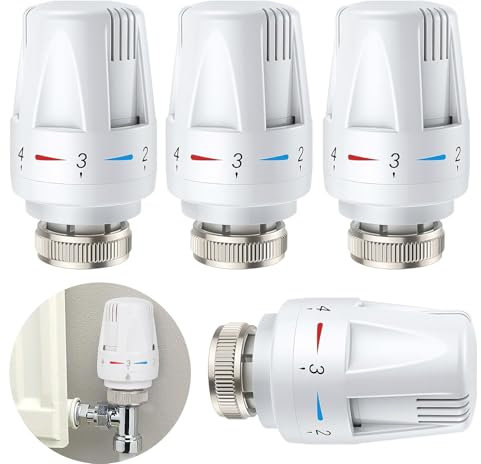 ZiYuya 4PCS Temperature Control Valves Thermostatic Valve Head, TRV M30x1.5 Thermostatic Radiator Head Radiator Automatic Standard Radiator Valves Replacement Fixed Head