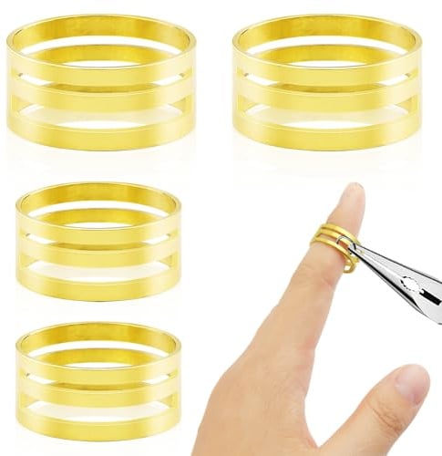 4 Stück Sprungring Offnungswerkzeuge,Biegering-Öffnungswerkzeuge,Biegering-Splittwerkzeuge aus Edelstahl,Biegering-Splitt-Verschlussringwerkzeuge für die Schmuckherstellung,Heimwerkerarbeiten(Gold)