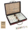 MEETOZ Mini Chinese Mahjong Set, 144PCS Mahjong Tile Set, 2PCS Dice & Leather Carrying Case Box, Complete Mahjong Game Sets for Travel Party Family Game