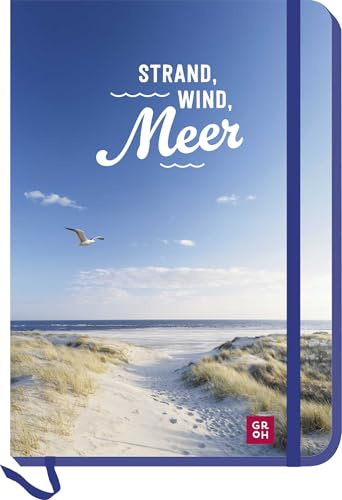 Notizbuch Strand Wind Meer: A5 Notebook mit Punktraster und Lesebändchen (Geschenke für alle, die das Meer lieben)