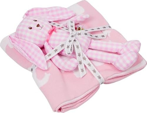 Geschenkset Strickdecke+Schlenker-Häschchen, rosa BabyGl.