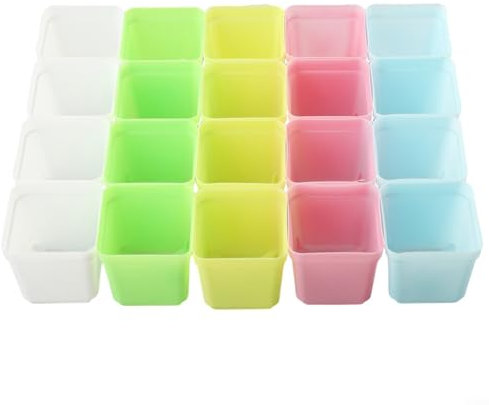 ZMdooreasy Lot de 20 mini pots de fleurs colorés carrés en plastique pour plantes grasses et plantes grasses Décoration d'intérieur DIY