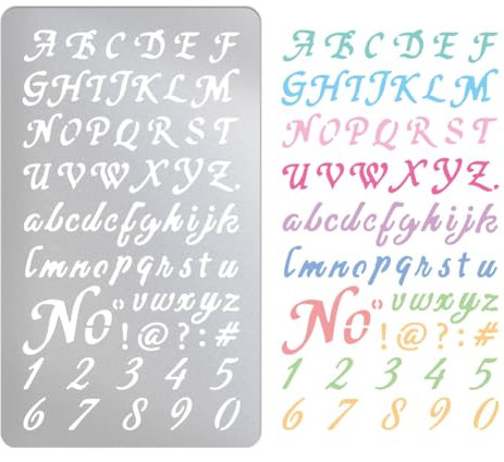 UNICRAFTALE Metall Holzbrennschablone Für Alphabet Und Zahlen Edelstahl Vorlage Geschweifte Buchstaben Vorlage Bullet Journaling Schablonen Zum Gravieren von Holz Und Mustern Notizbuch Tagebuch