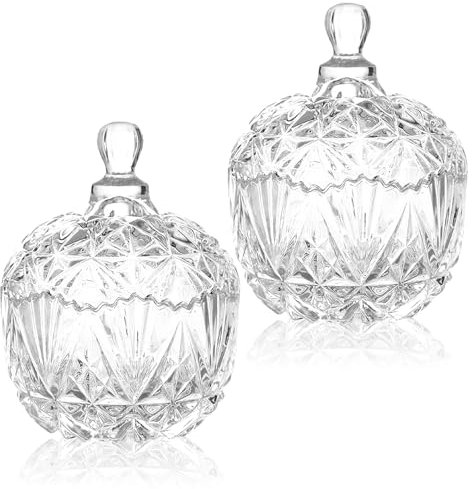 Geschenke für Frauen Glas Baumwollknospenhalter Deckel Geburtstag New Home Geschenke für Sie Wattebauschhalter Apotheker Gläser Raumdekoration Ästhetische Schlafzimmer Accessoires 2 Süßigkeitengläser